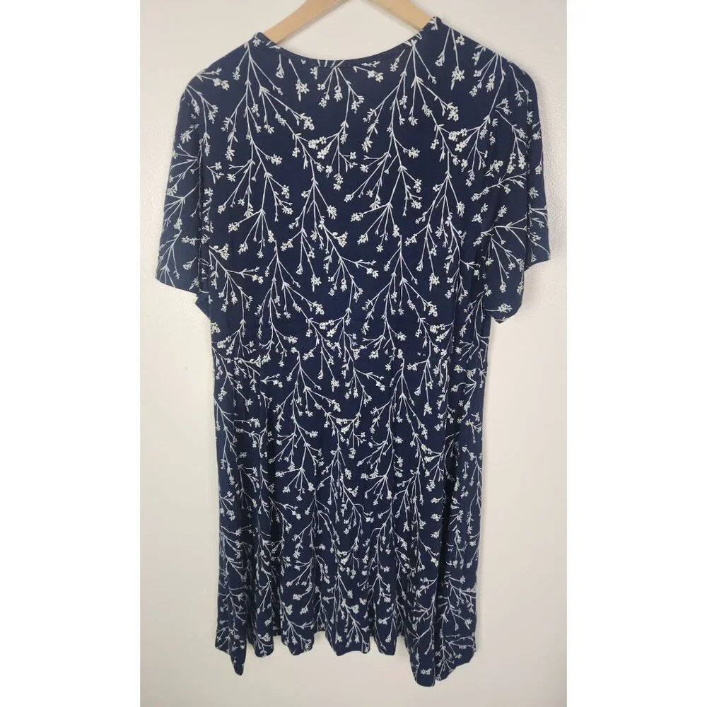 41 Hawthorn Women's Sz. 2X Blue Floral Short Sleeve Dress NWT